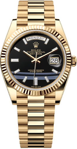 Rolex Day-Date 40 President Yellow Gold Black Onyx Diamond Dial Watch -  228238 - 2022