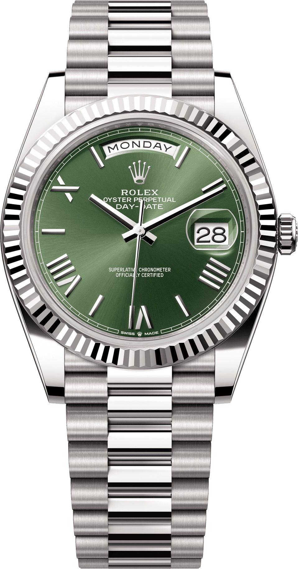 Rolex Day-Date 40 Presidential 228239 Fluted Bezel Olive Green Dial - 2025