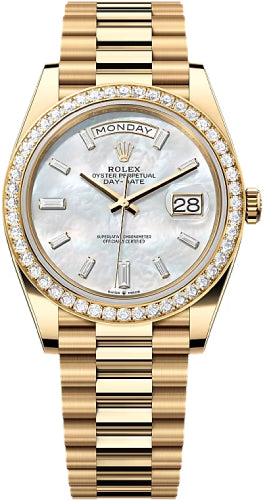 Rolex Day-Date 40 40mm White MOP Diamond-Set Dial Diamond Set Bezel President Bracelet - 228348RBR