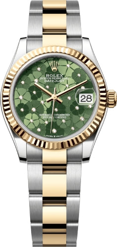 Rolex Datejust Olive Green Diamond Roman Numeral Dial Fluted Bezel 31mm 278273 - 2024