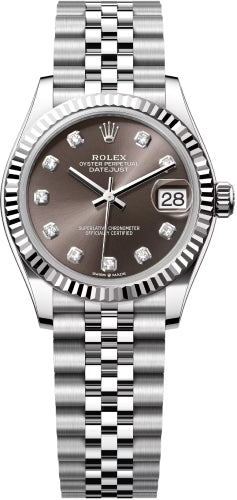 Rolex Steel and White Gold Datejust 31 Watch - Fluted Bezel - Dark Grey Diamond Dial - Jubilee Bracelet - 278274 - 2025