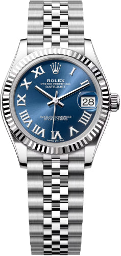 Rolex Datejust 31 White Gold/Steel Bright Blue Roman Dial & Fluted Bezel Jubilee Bracelet - 278274 - 2026