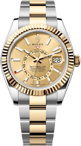 Rolex Sky Dweller 42 Champagne Dial Yellow Gold Stainless Steel Oyster Mens Watch 336933 -  2019
