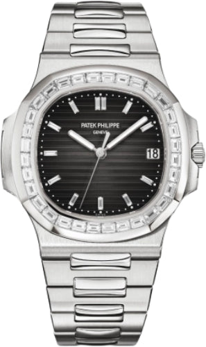 Patek Philippe Nautilus Platinum Diamond Baguette Black Diamond Dial | 5711/110P-001