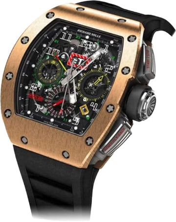 Richard Mille Automatic Flyback Chronograph Dual Time Zone 50mm Rose Gold Openworked Dial - RM11-02