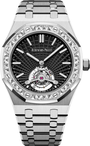 Audemars Piguet Royal Oak Toubillion 41mm Extra-Thin White Gold Black Dial Diamond Bezel - 26521BC.ZZ.1220BC.01