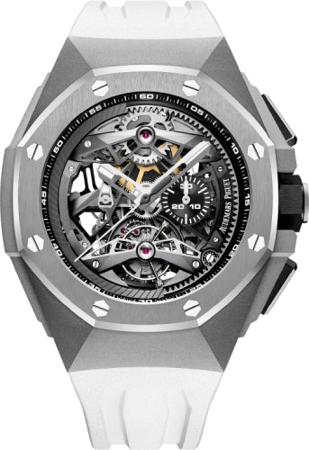 Audemars Piguet Royal Oak Concept Tourbillon 44 mm Chronograph Openworked Selfwinding Titanium Black White Rubber - 26587TI.OO.D010CA.01