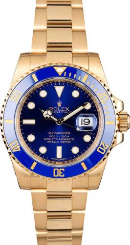 Rolex Submariner 16618 Blue 18k Yellow Gold 40mm Diver Oyster Date - 16618 - 2001